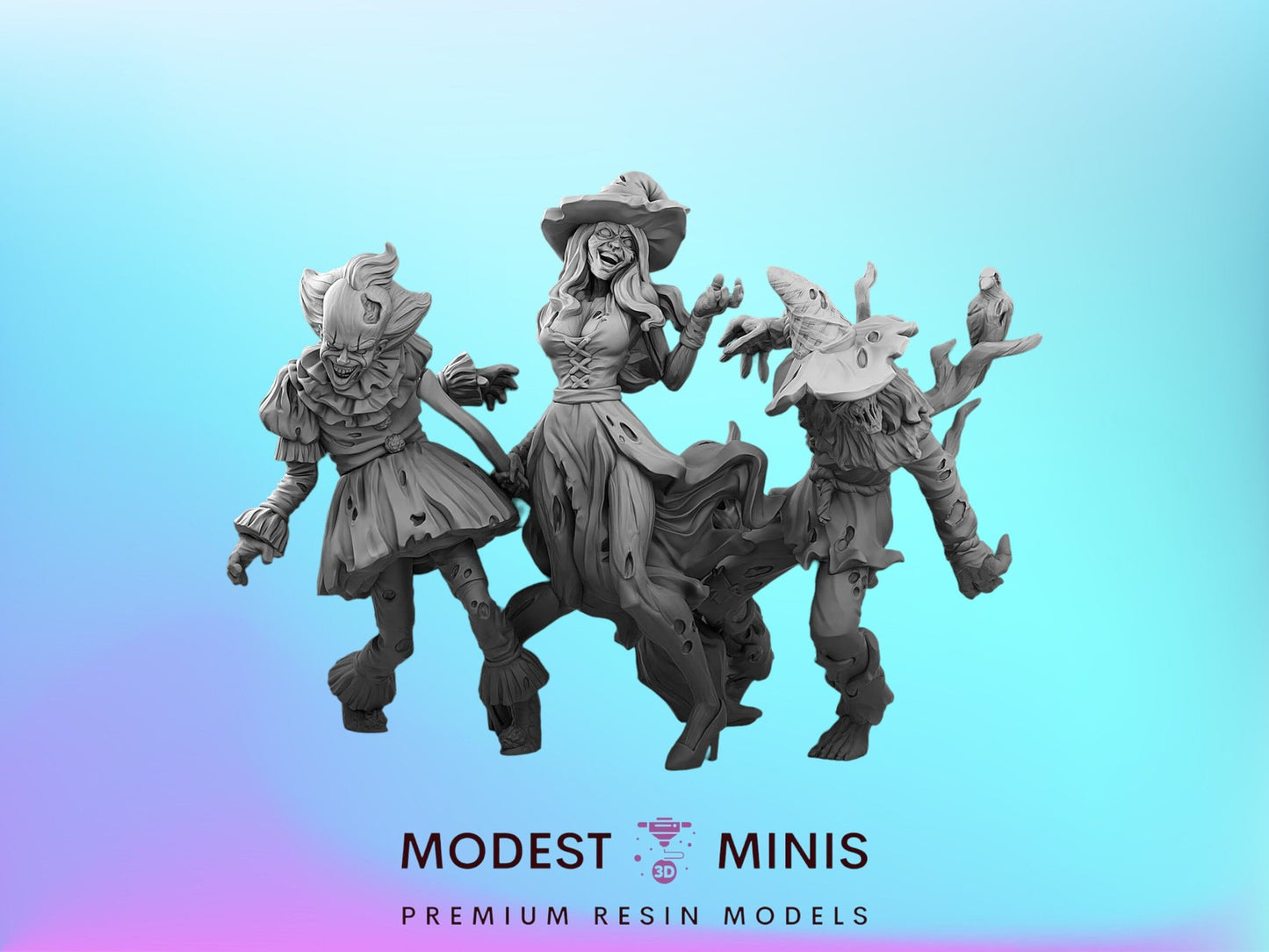 Clown Witch Scarecrow Zombies 28mm - 100mm Scale Resin Mini | Zombicide | Vaultz