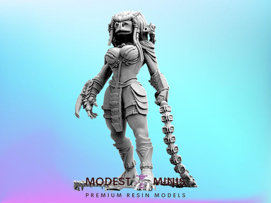 Vixen Mistika Skull Hunter - 32mm Scale Alien Miniature | RPG | Sci fi | Cyberpunk | Role Playing | DnD | Papsikel