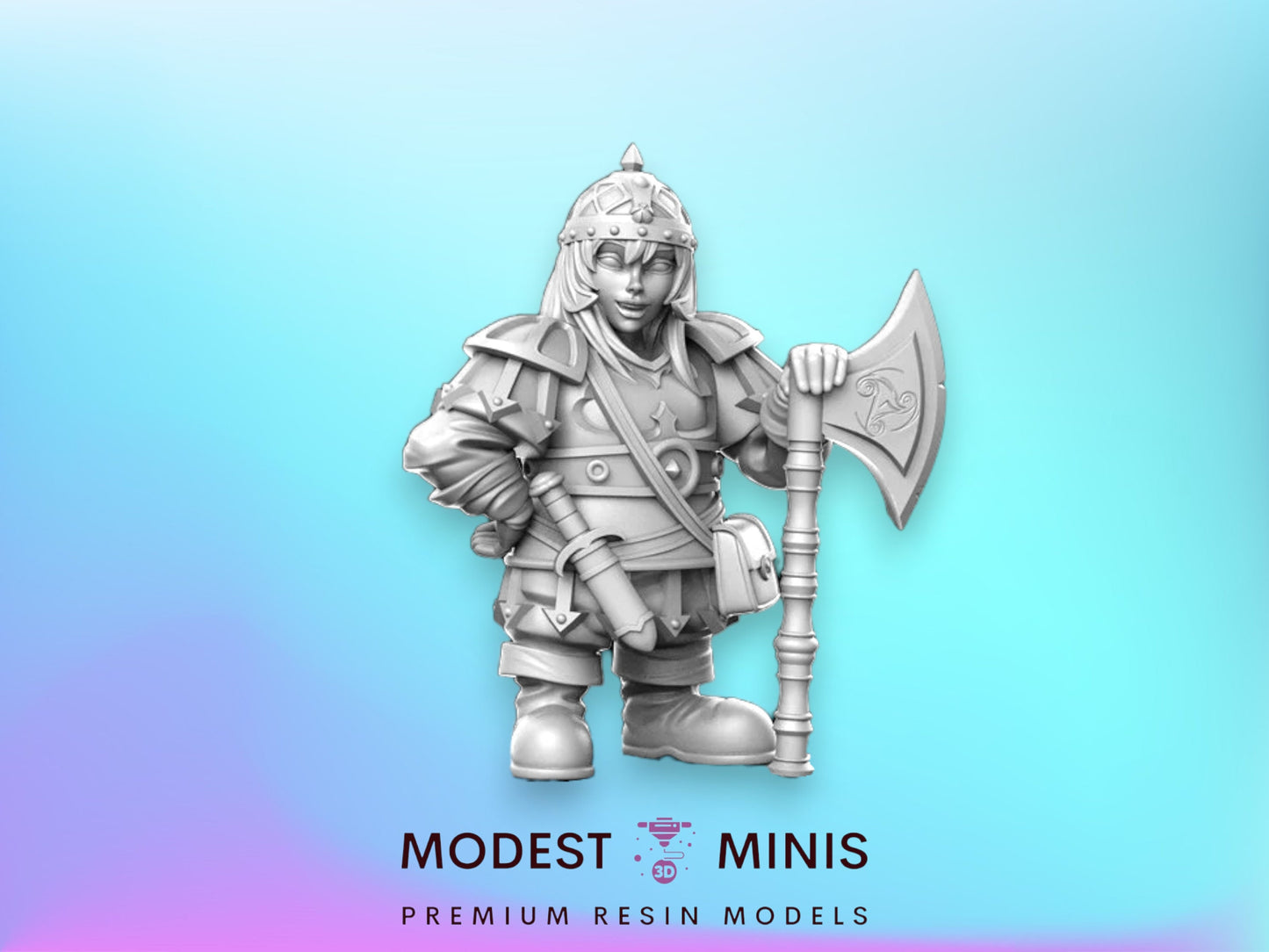 Heroine Quest Dwarf Female - 28mm 32mm Scale DnD Miniature | Dungeons and Dragons | RN Estudio