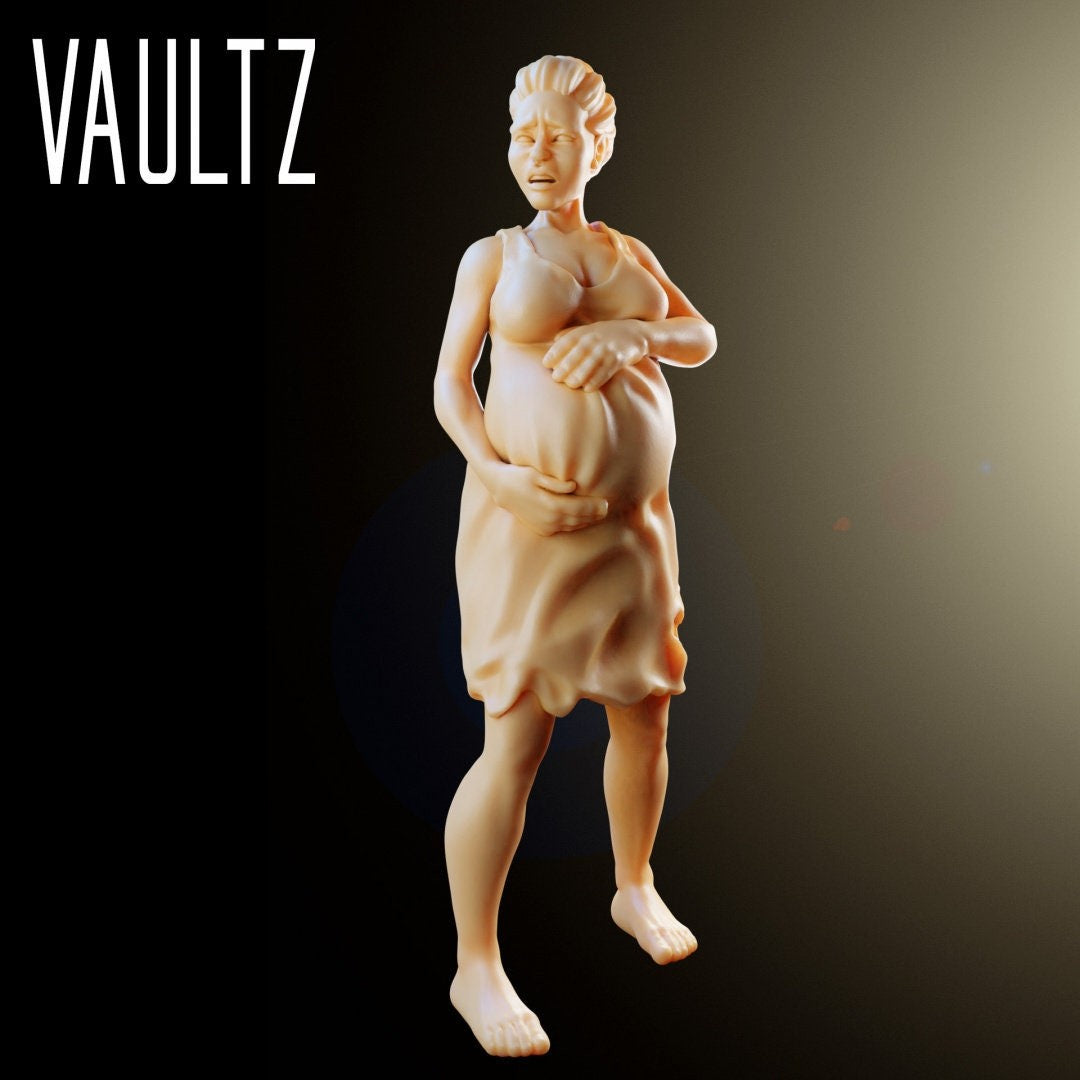 Survivor Pregnant Woman | 28mm - 100mm Scale Resin Mini | Zombicide | Vaultz