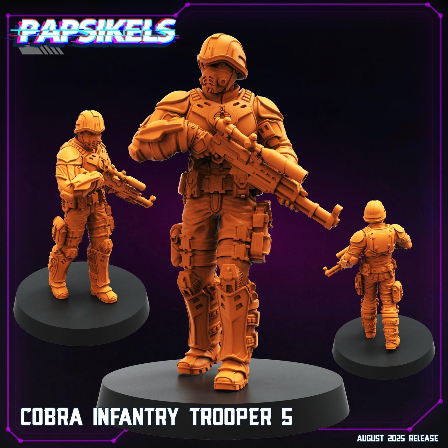 Cobra Infantry Troopers 1-6  - 32mm Scale Cyberpunk Mini  | Papsikels