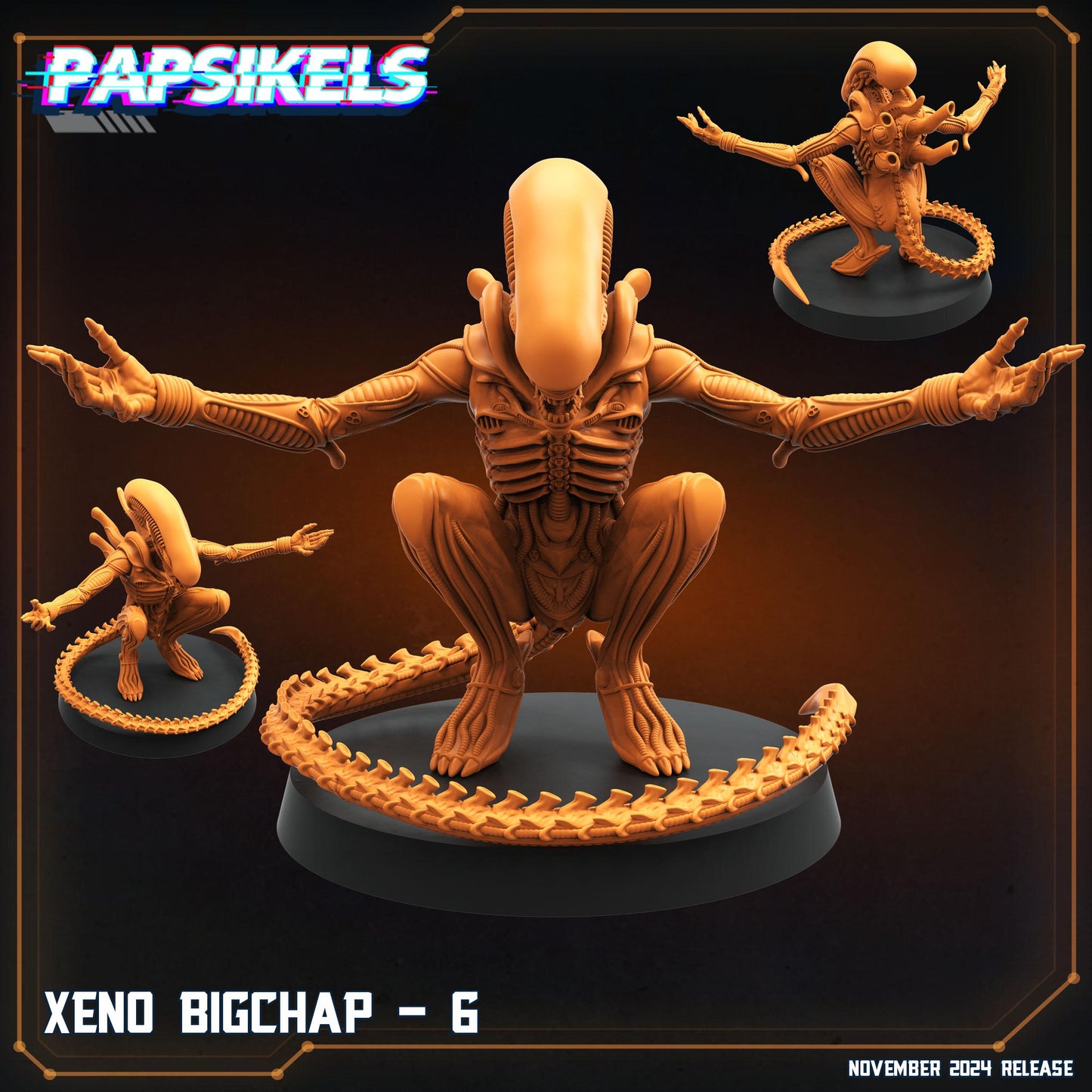 7pc Big Chap Set Xeno - 32mm Scale Alien Miniature | RPG | Sci fi | Cyberpunk | Role Playing | DnD | Papsikel