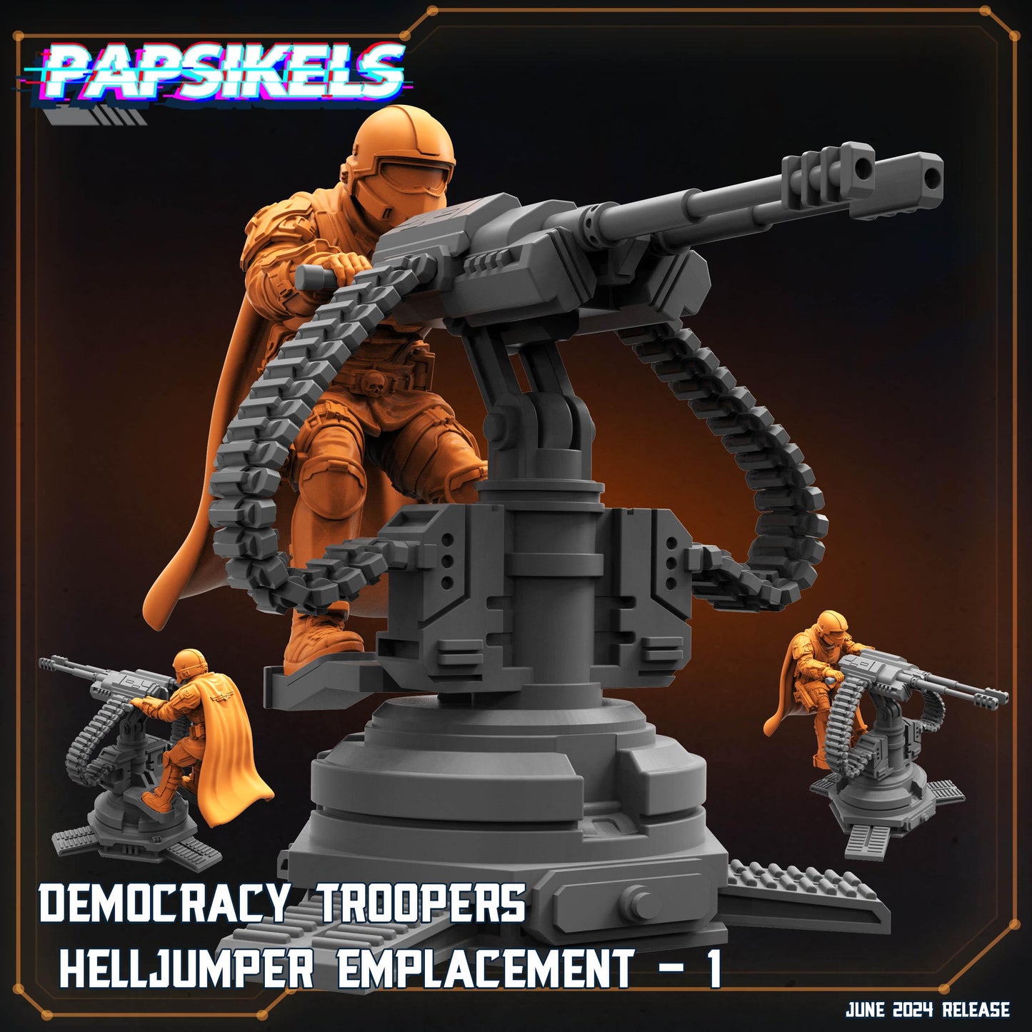 Helljumper Emplacement Machine Gun - 32mm Scale Alien Miniature | RPG | Sci fi | Role Playing | DnD | Papsikel
