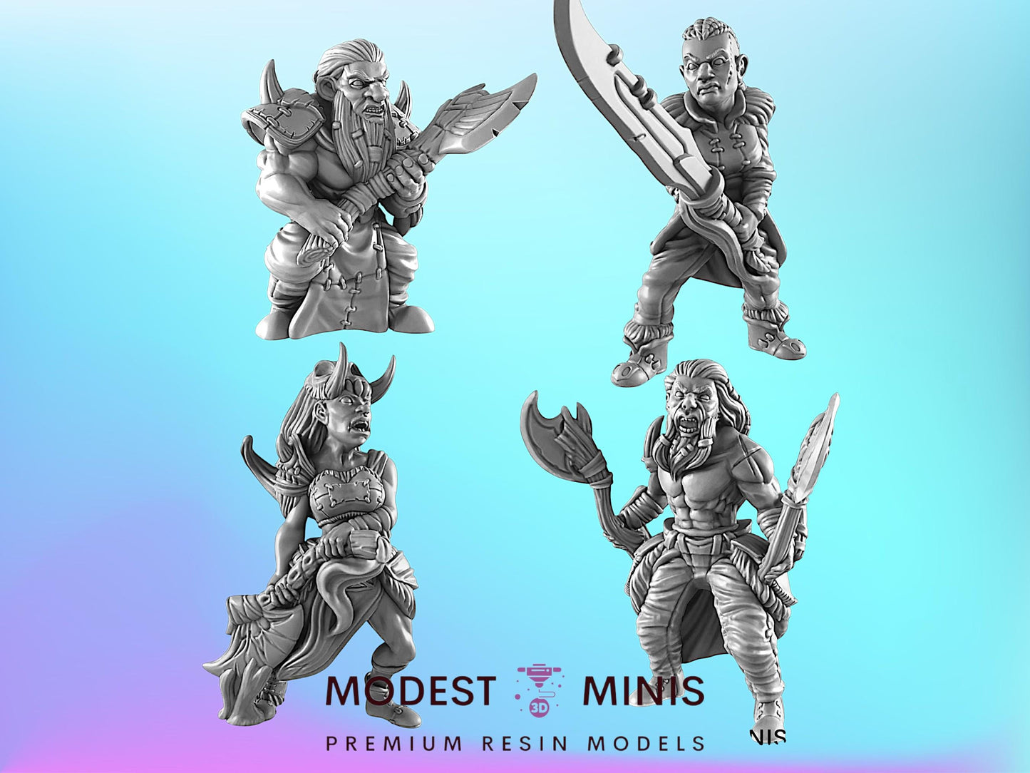 Barbarian Heroes  | 25mm - 100mm Scale | DnD | EC3D Fantasy Mini | Everyday Heroes