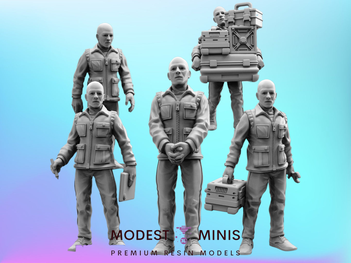 Working Bros Set - 32mm Scale Miniature | RPG | Sci fi | Cyberpunk | Role Playing | Papsikel