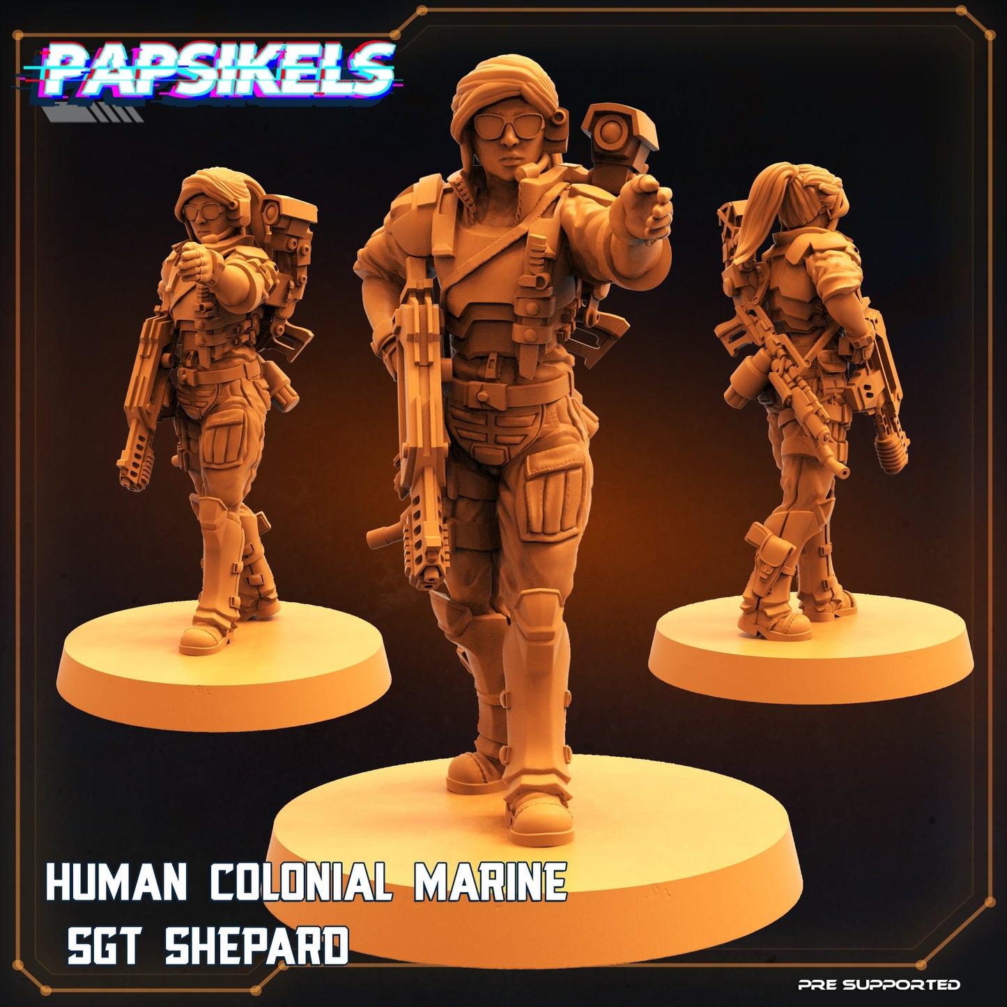 Female Colonial Marine Sgt Shepard - 32mm Scale Alien Miniature | RPG | Sci fi | Cyberpunk | Role Playing | DnD | Papsikel