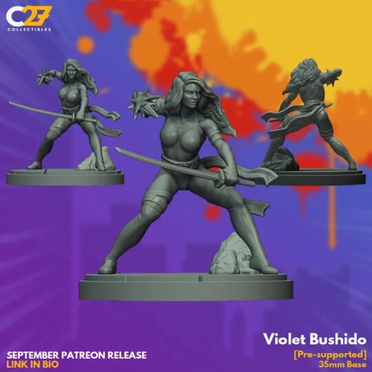 Violet Bushido - 32mm - 40mm Mini | Crisis Protocol Proxy | C27