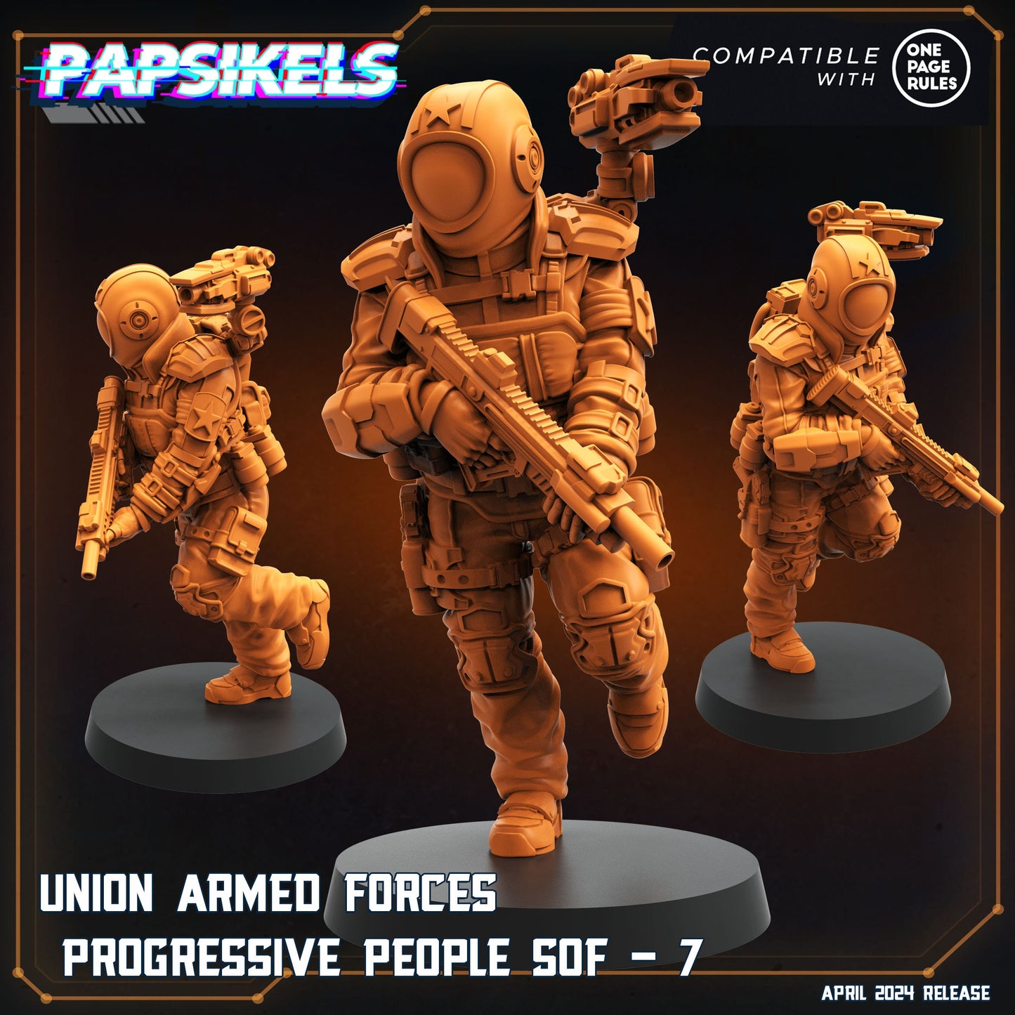 Union Armed Progressive People 7-12 - 32mm Scale Alien Miniature | RPG | Sci fi | Role Playing | DnD | Papsikel