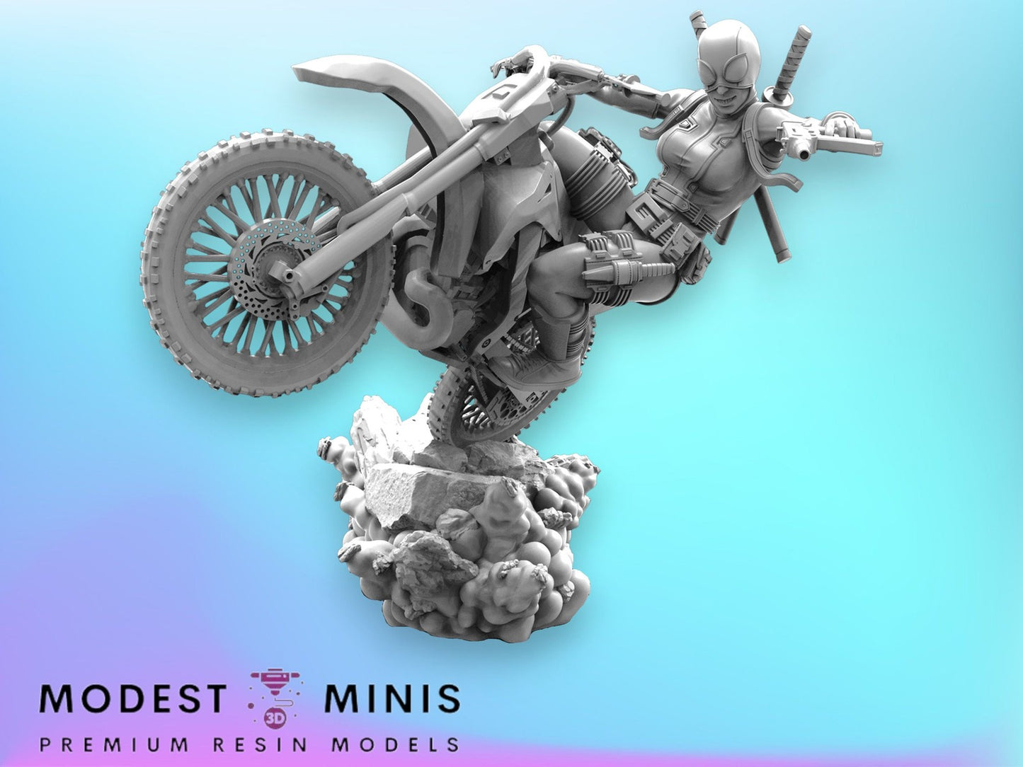 Gwencycle Masked - Gwenpool 40mm  Miniature | Crisis Protocol Proxy | Trident