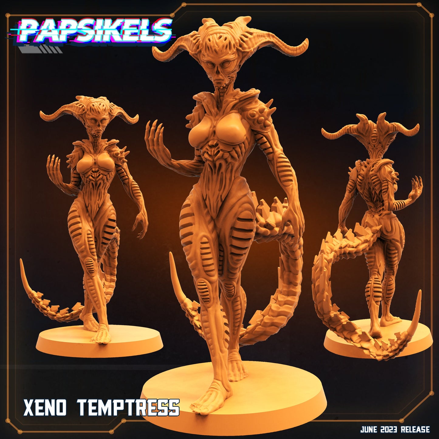 Xeno Temptress - 32mm Scale Alien Miniature | RPG | Sci fi | Cyberpunk | Role Playing | DnD | Papsikel