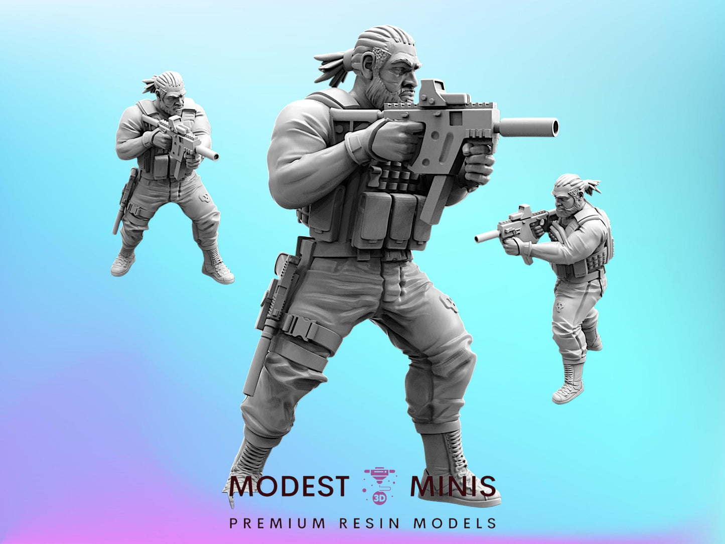 Human Marine Code Name Bishop - 32mm Cyberpunk Miniature  | Papsikels