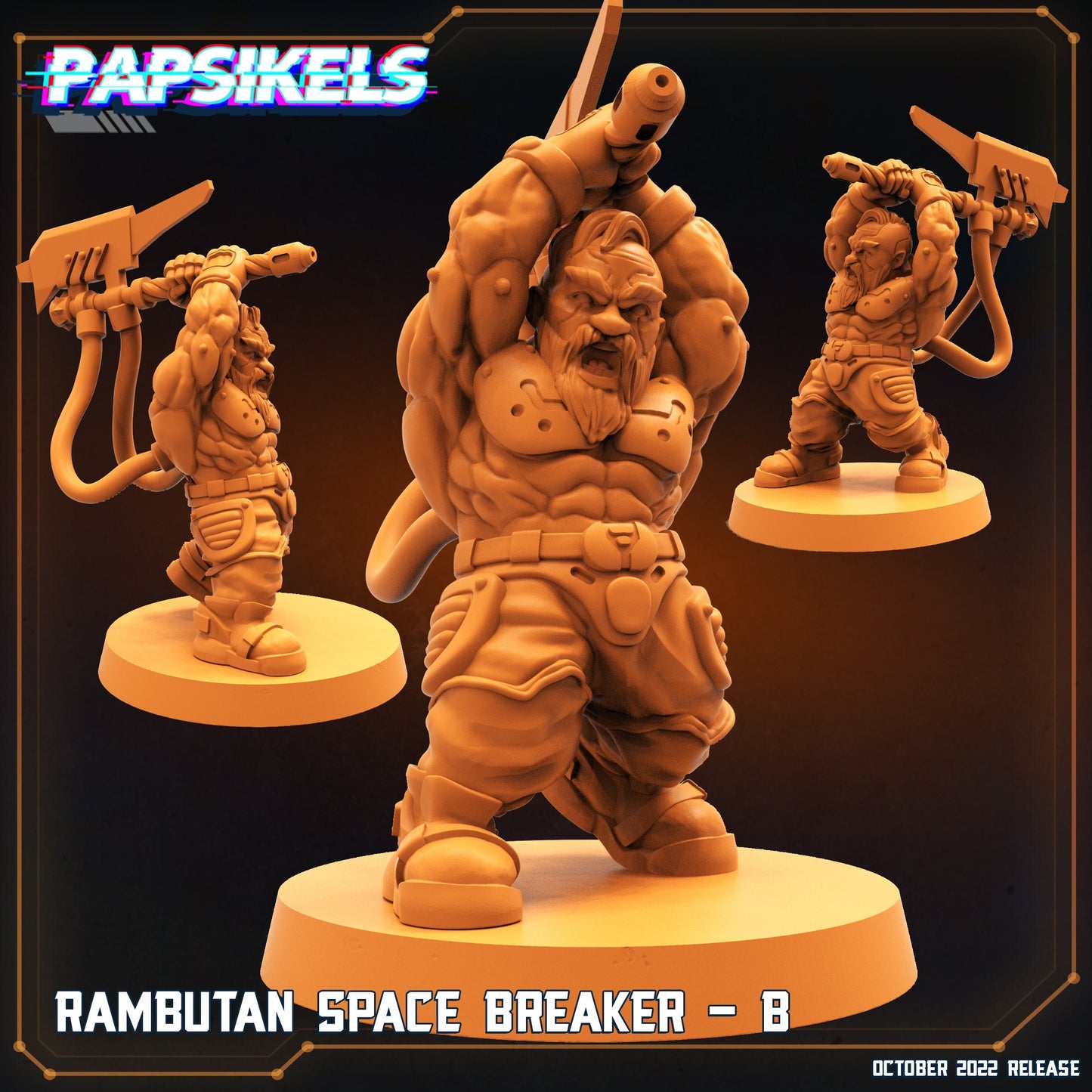 Rambutan Space Breaker B Dwarf - 32mm Scale Alien Miniature | RPG | Sci fi | Cyberpunk | Role Playing | DnD | Papsikel