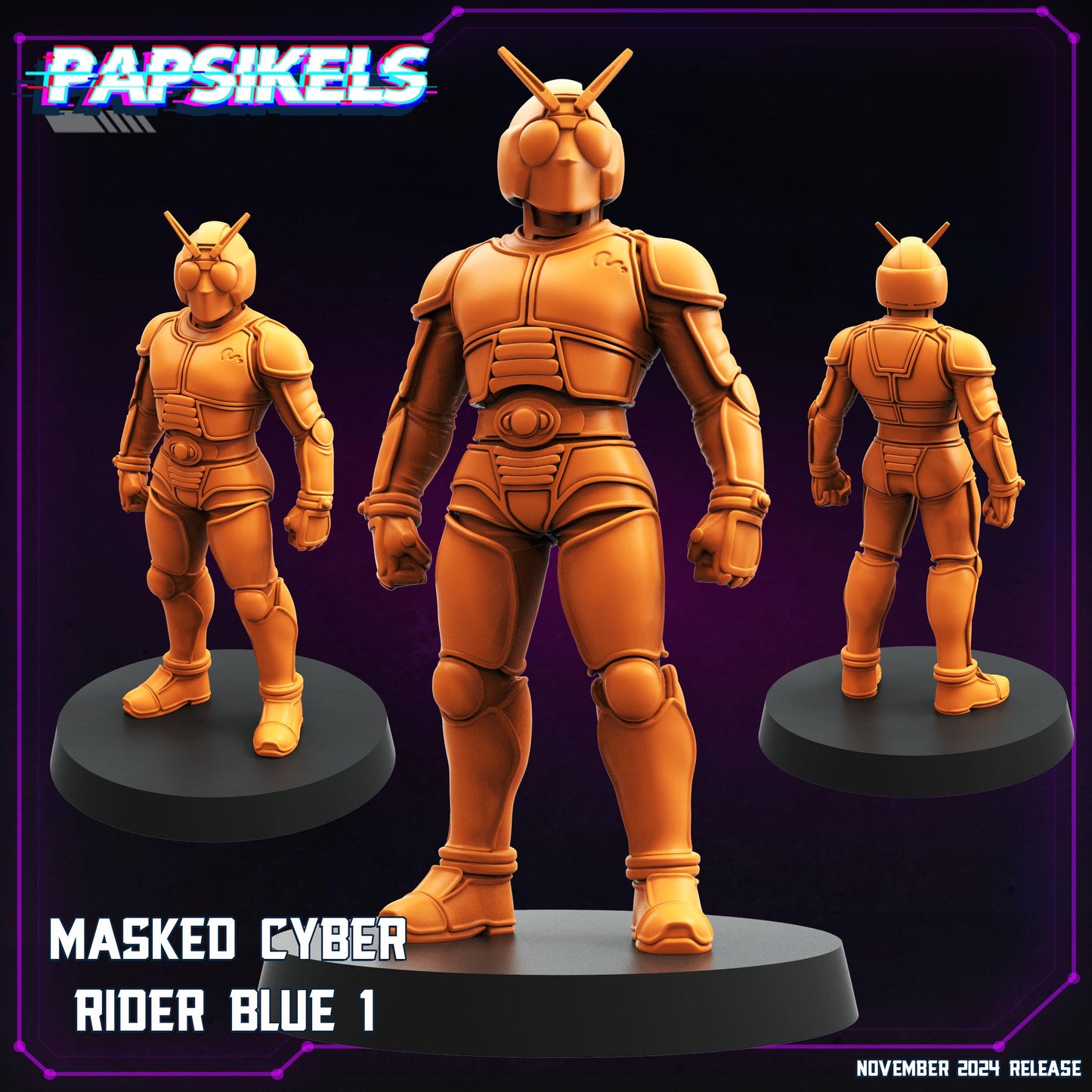 Masked Cyber Rider Blue 1-3 - Resin Cyberpunk Miniature  | Papsikels
