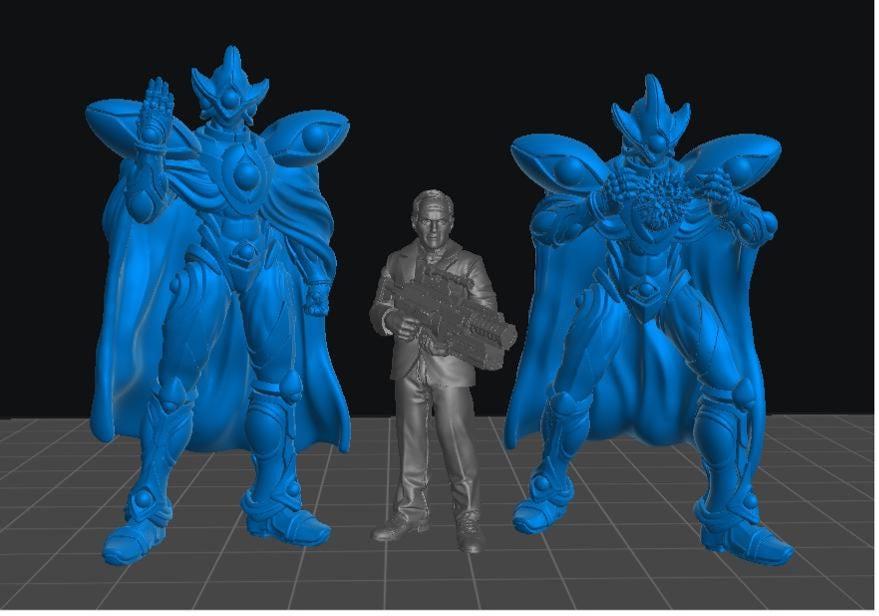 Mysterious Golden Bio Techno Man - 28mm 32mm 40mm Scale Cyberpunk Miniature  | Papsikels