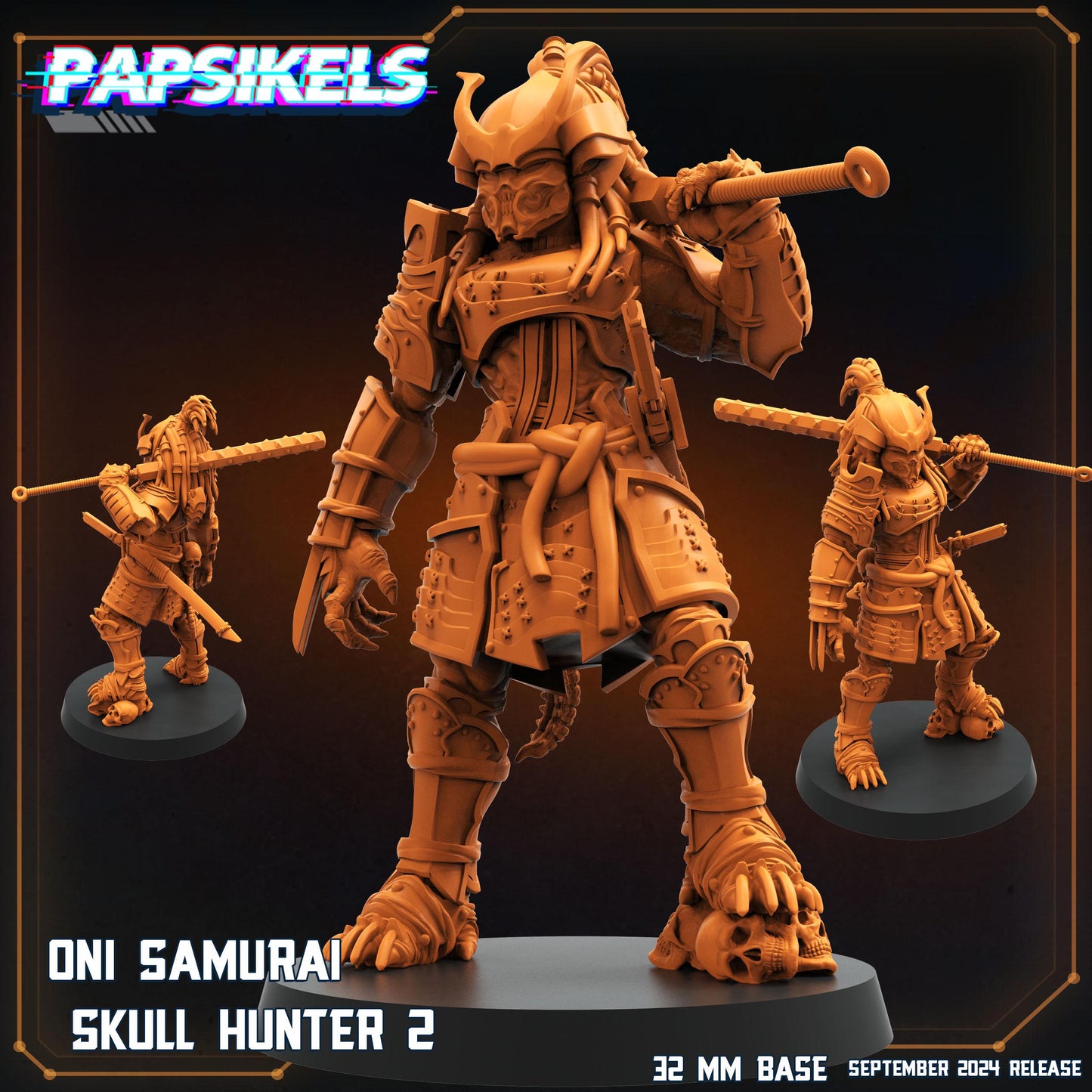 Oni Samurai Skull Hunters - Resin 3D Print Alien Miniature | RPG | Sci fi | Cyberpunk | Role Playing | DnD | Papsikel