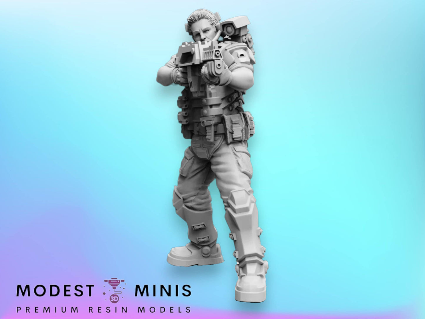 Space Marine Oji Act - 32mm Scale Alien Miniature | RPG | Sci fi | Cyberpunk | Role Playing | DnD | Papsikel
