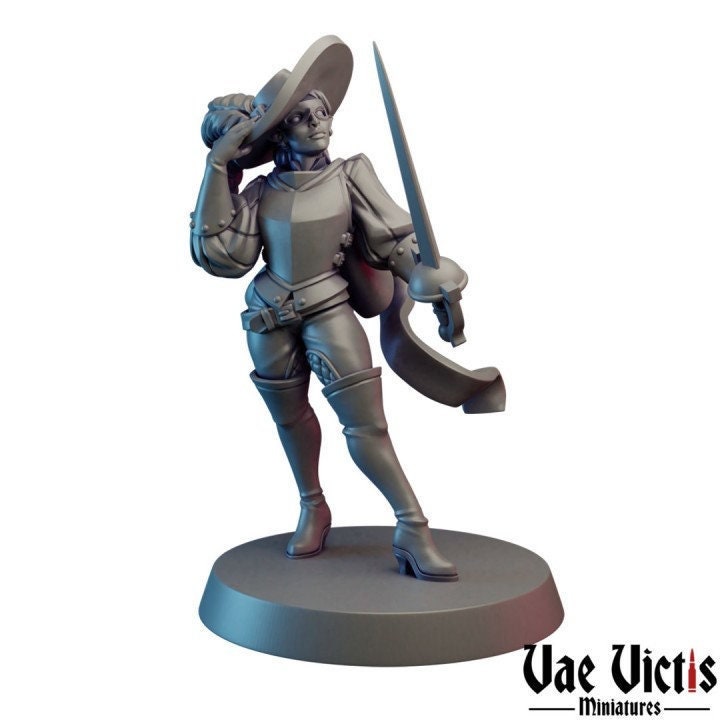 Musketeer Villager | 28mm - 75mm Scale | DnD Frostgrave Mini | Vae Victis Fantasy
