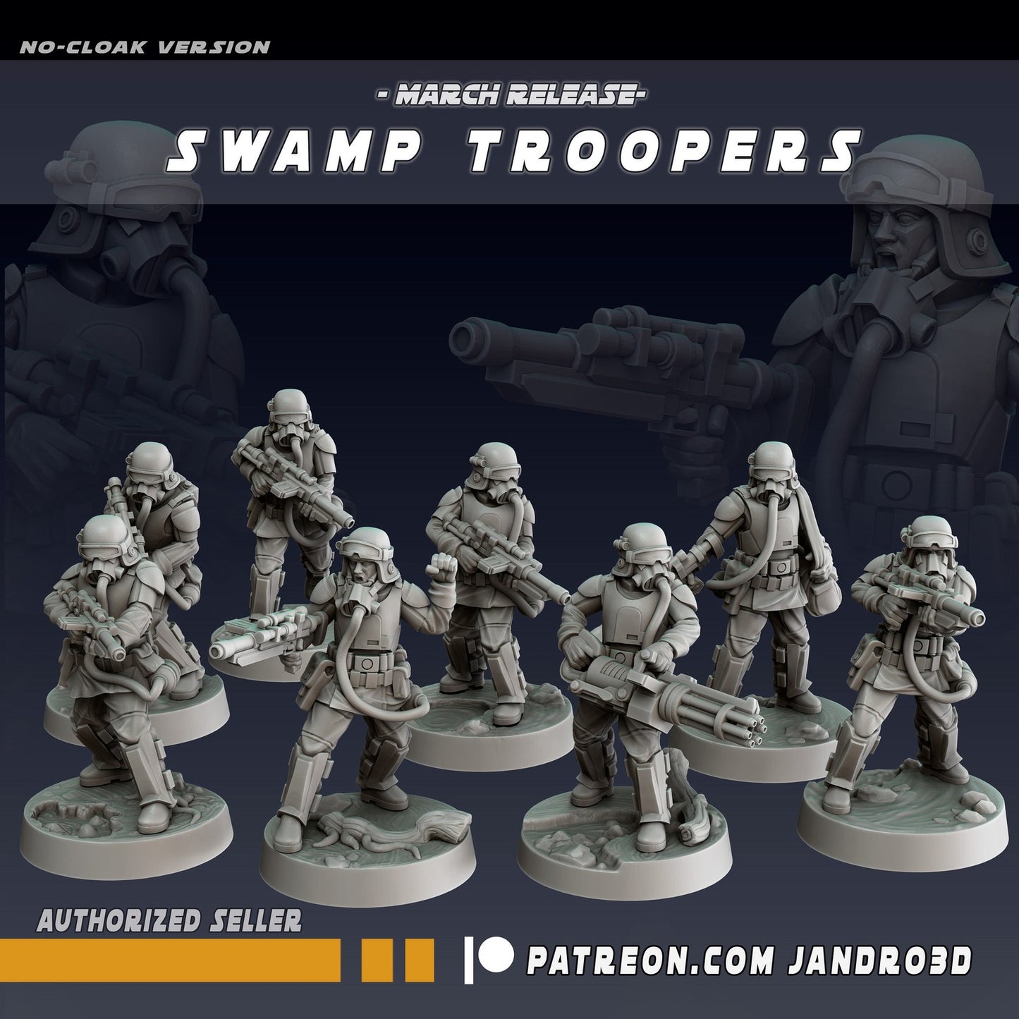 8pc Swamp Troopers No Cloak Set - 28mm - 40mm Scale | Star Wars Legion Mini