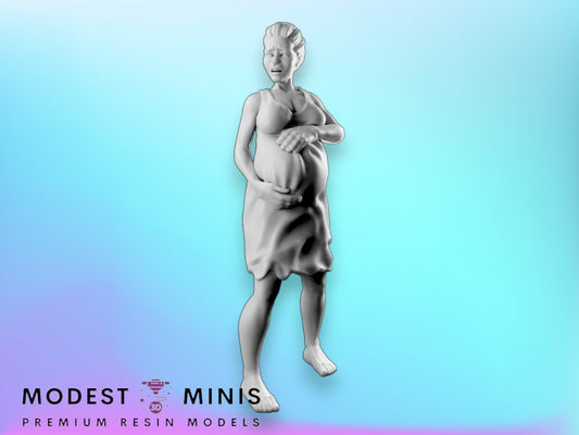 Survivor Pregnant Woman | 28mm - 100mm Scale Resin Mini | Zombicide | Vaultz