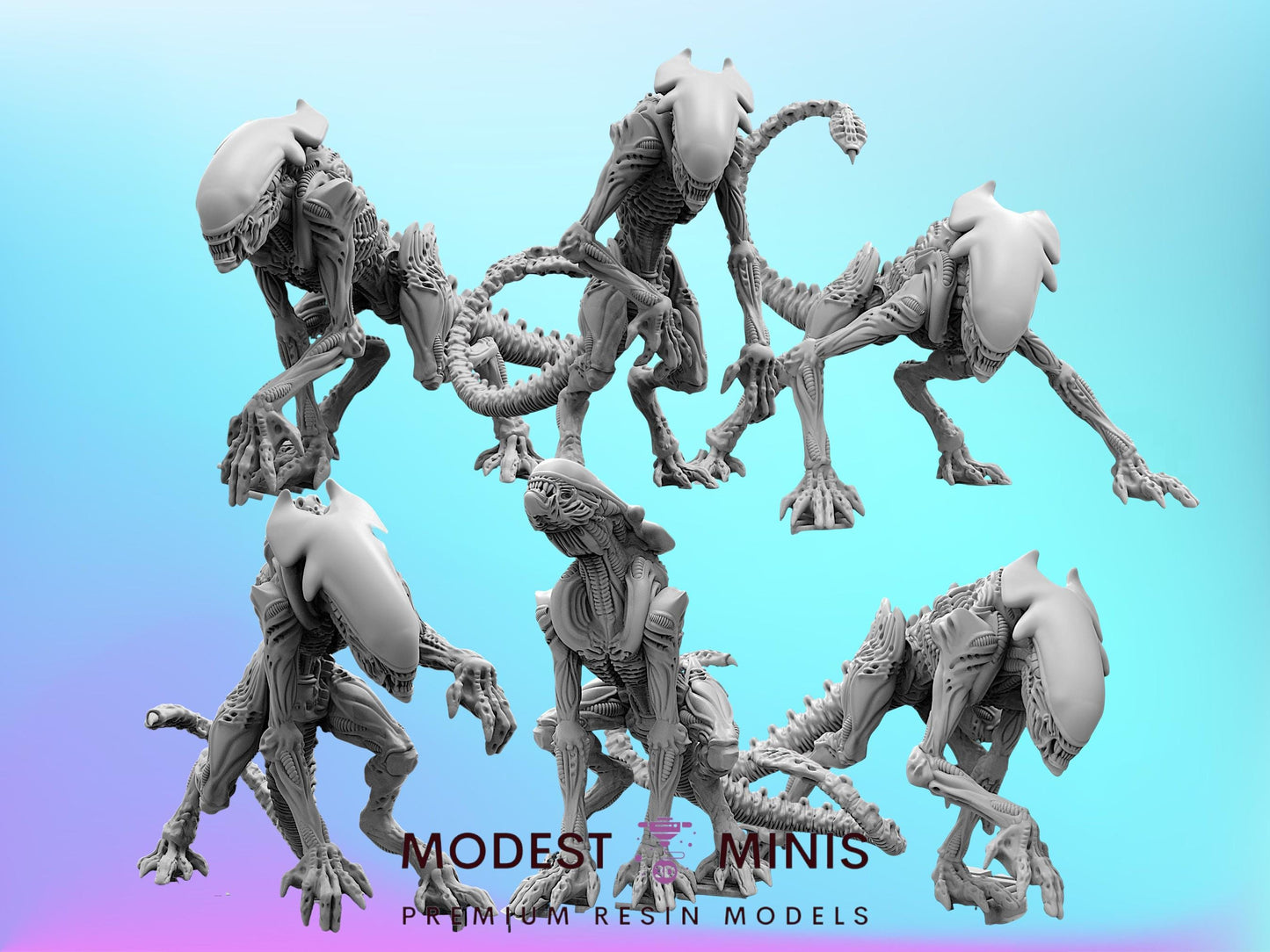 6pc Cheetah Aliens Set - Resin 3D Print Alien Miniature | RPG | Sci fi | Cyberpunk | Role Playing | DnD | Papsikel