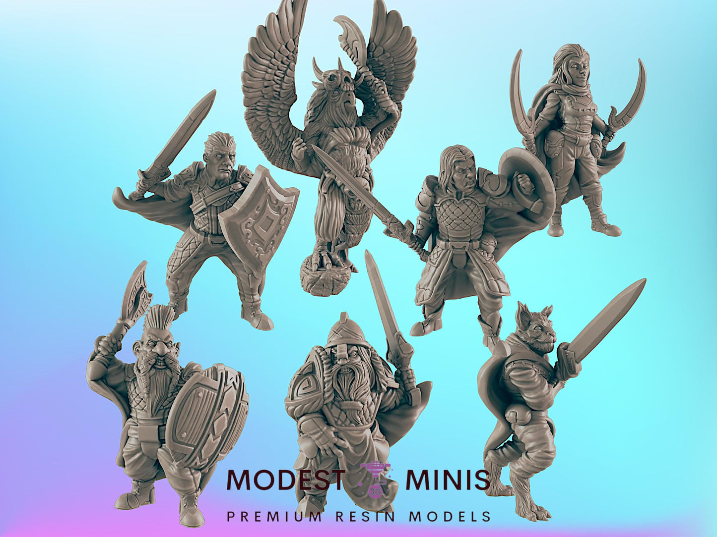 Fighter Heroes | 25mm - 100mm Scale | DnD | EC3D Fantasy Mini | Everyday Heroes