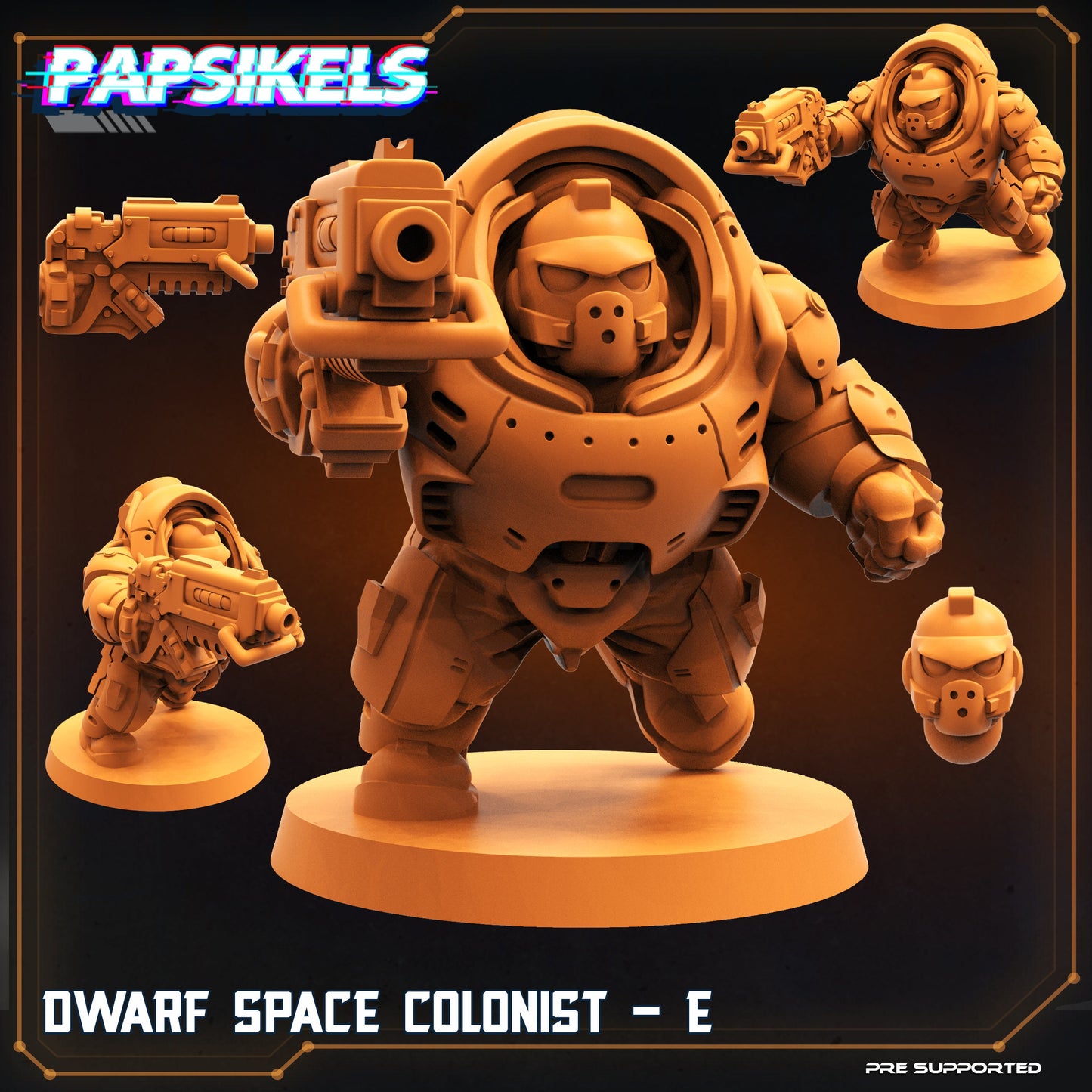 10pc Space Dwarf Set  - 32mm Scale Alien Miniature | RPG | Sci fi | Cyberpunk | Role Playing | DnD | Papsikel