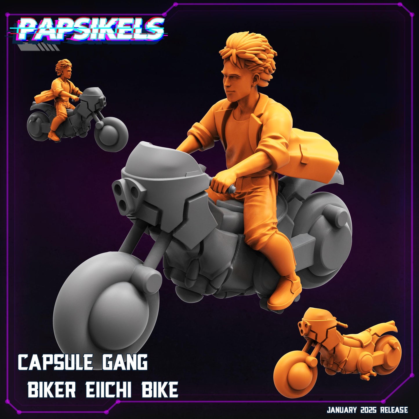 Capsule Gang Bikers - 28mm 32mm 40mm Scale Cyberpunk Miniature  |  Blade Runner | | Papsikels