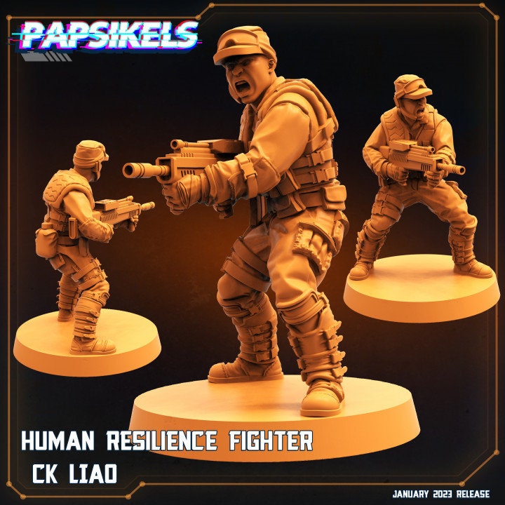 9pc Resilience Fighters Set Jan - 32mm Scale Resistence | RPG | Sci fi | Cyberpunk | Role Playing | DnD | Papsikel
