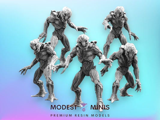 5pc Spectre Slave Aliens - 32mm Scale Alien Miniature | RPG | Sci fi | Cyberpunk | Role Playing | DnD | Papsikel