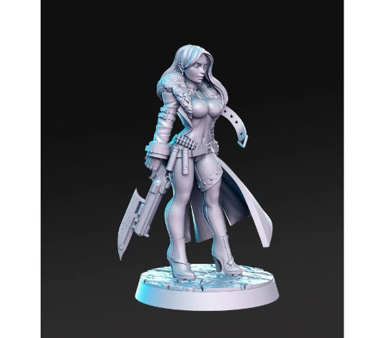 Trish Pinup Hunter - 32mm Scale DnD Miniature | Dungeons and Dragons | JRPG Mini - RN Estudio