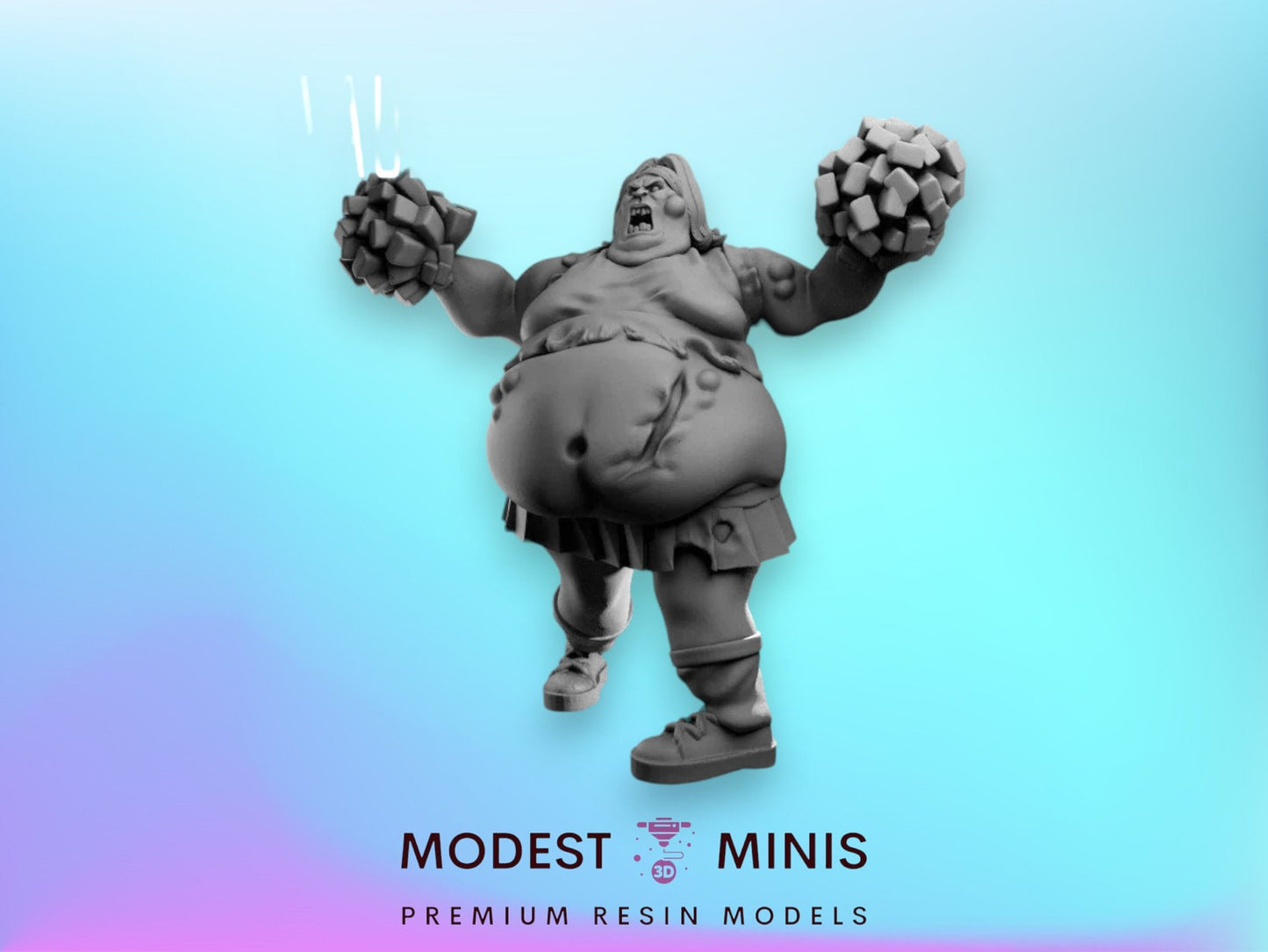 Zombie Fatty Cheerleader | 28mm - 100mm Scale Resin Mini | Zombicide | Vaultz