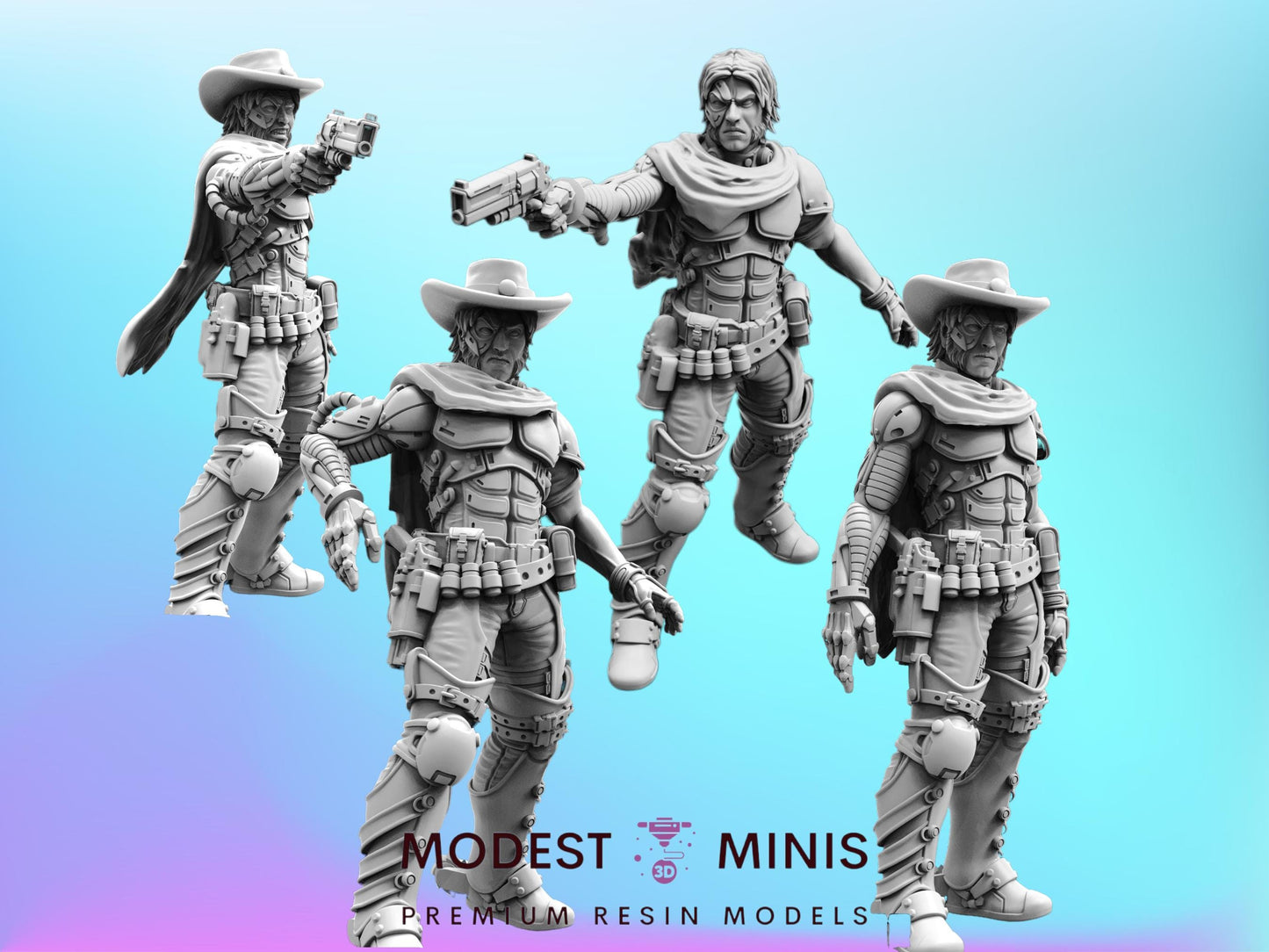 Dead Eye Trevor Cyber Cowboy - Resin 3D Print Alien Miniature | RPG | Sci fi | Cyberpunk | Role Playing | DnD | Papsikel
