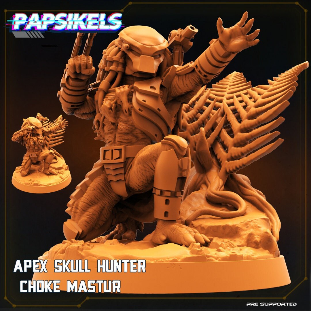 Apex Skull Hunter Choke Mastur - 32mm Scale Alien Miniature | RPG | Sci fi | Cyberpunk | Role Playing | DnD | Papsikel