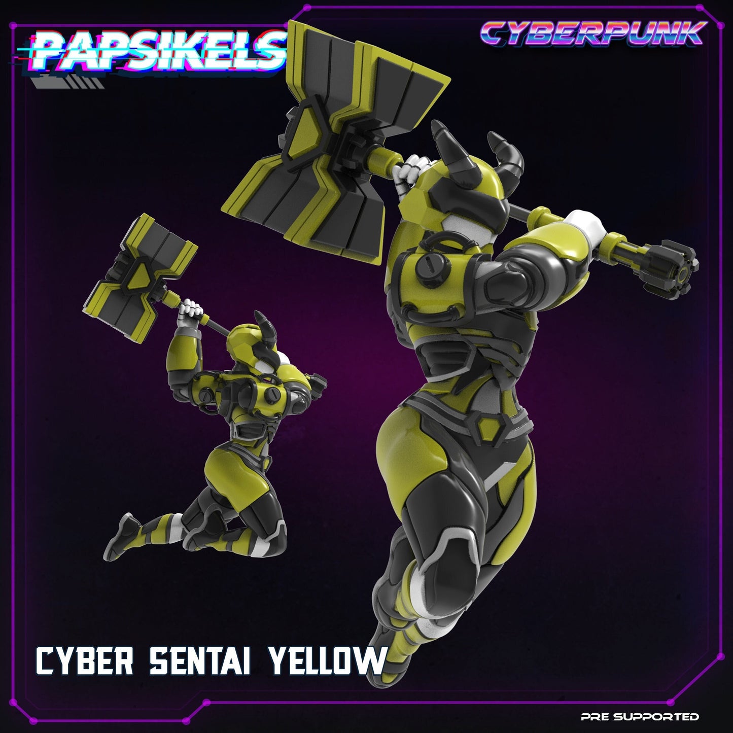 Cyber Sentai Yellow - 32mm Scale Alien Miniature  | Batang City | Papsikels