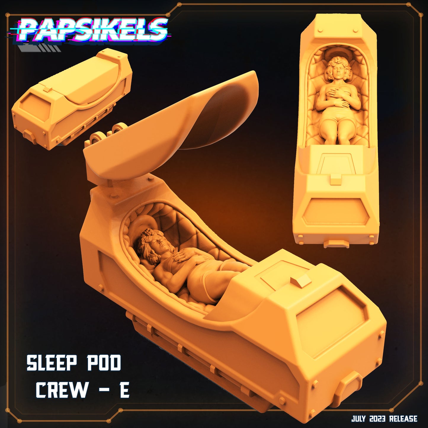 7pc Hibernating Station Sleep Pods - Resin 3D Print Miniature | RPG | Sci fi | Cyberpunk | Role Playing | DnD | Papsikel Xenowars