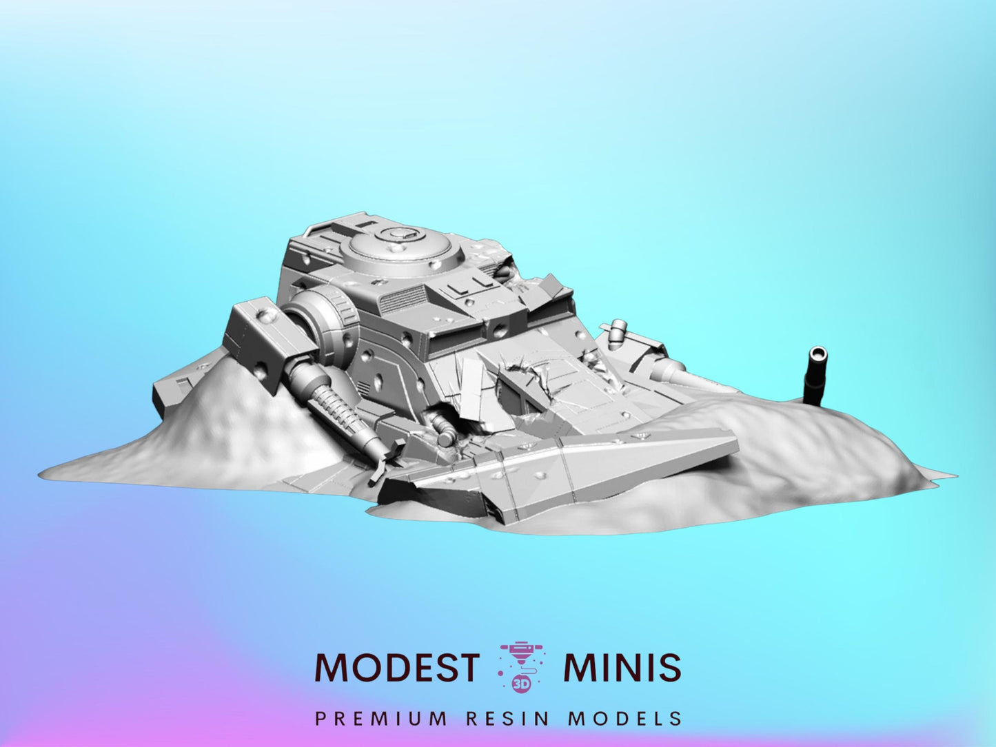 Destroyed Tank Sci FI | 28mm - 40mm Scale | Legion Terrain | Superhero Scatter | Sci Fi Terrain | Blue Wolf