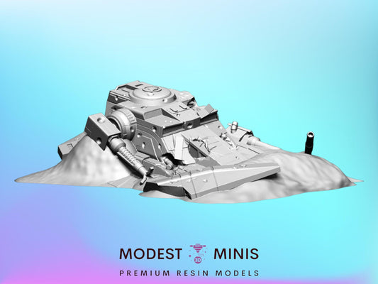 Destroyed Tank Sci FI | 28mm - 40mm Scale | Legion Terrain | Superhero Scatter | Sci Fi Terrain | Blue Wolf