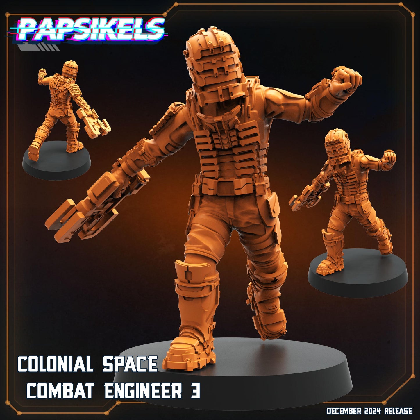 7pc Combat Engineer - 32mm Scale Cyberpunk Miniature | RPG | Sci fi | AvP | Role Playing | DnD | Papsikel
