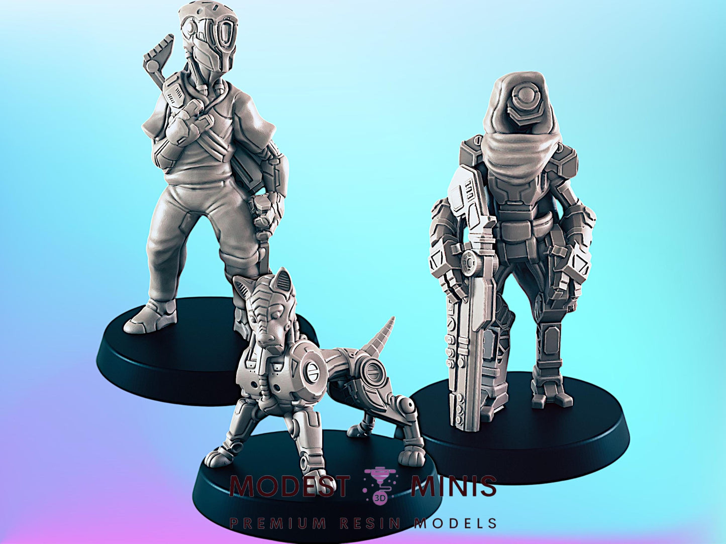 Droid Hunters | 25mm - 75mm Scale | DnD | Cyberpunk | EC3D Sci Fi Mini