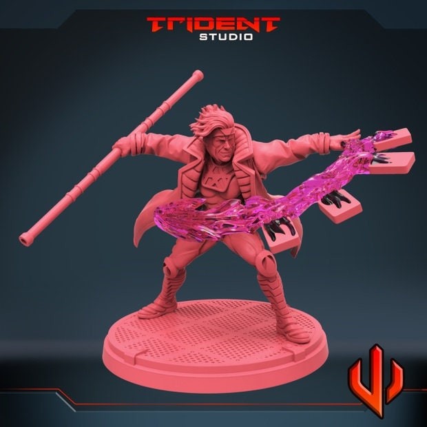 Cajun Card Thrower B Gambit - 40mm  Miniature | Crisis Protocol Proxy | Trident