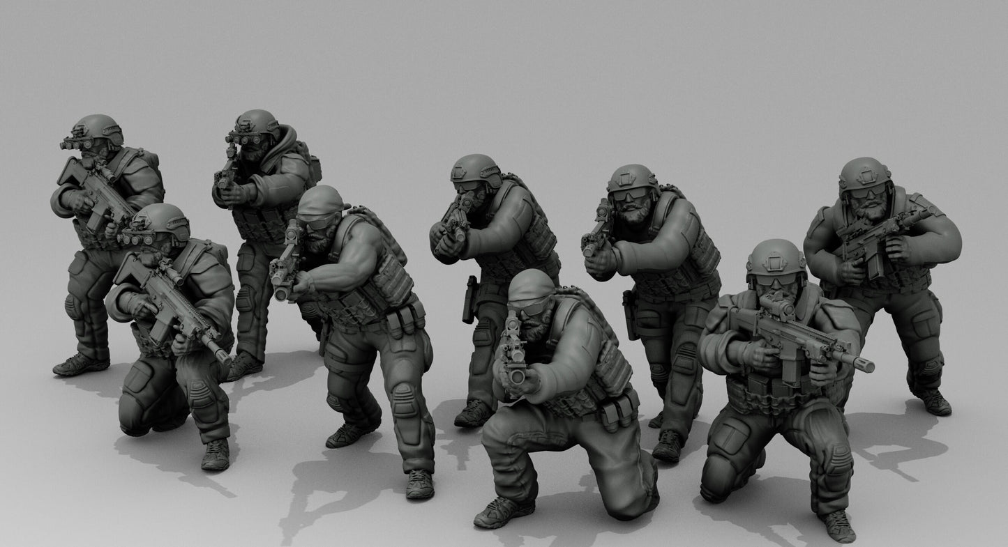9pc US Special Forces Set - 28mm Scale Resin Military Miniature | Zona Alfa | Spectre Ops Mini