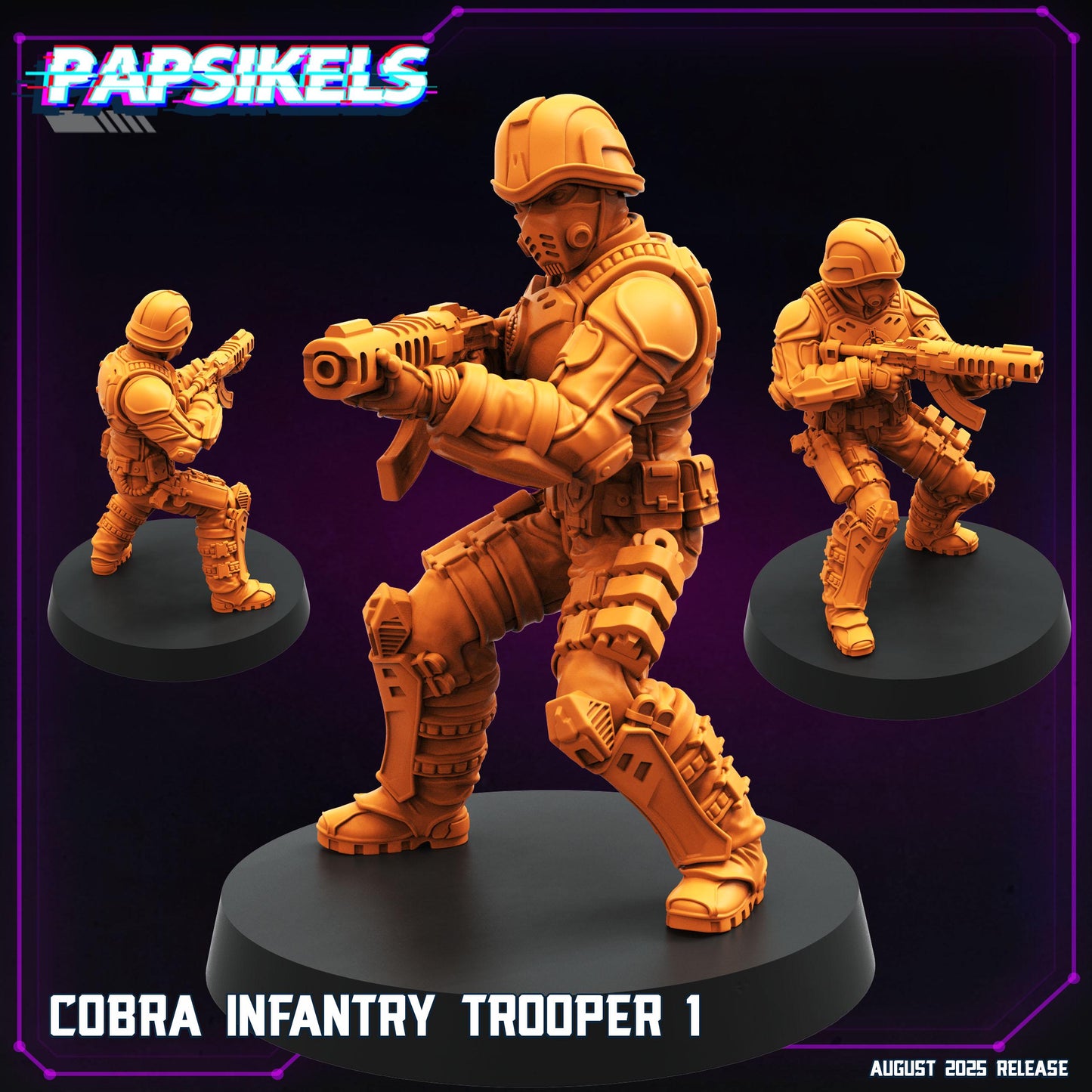 Cobra Infantry Troopers 1-6  - 32mm Scale Cyberpunk Mini  | Papsikels
