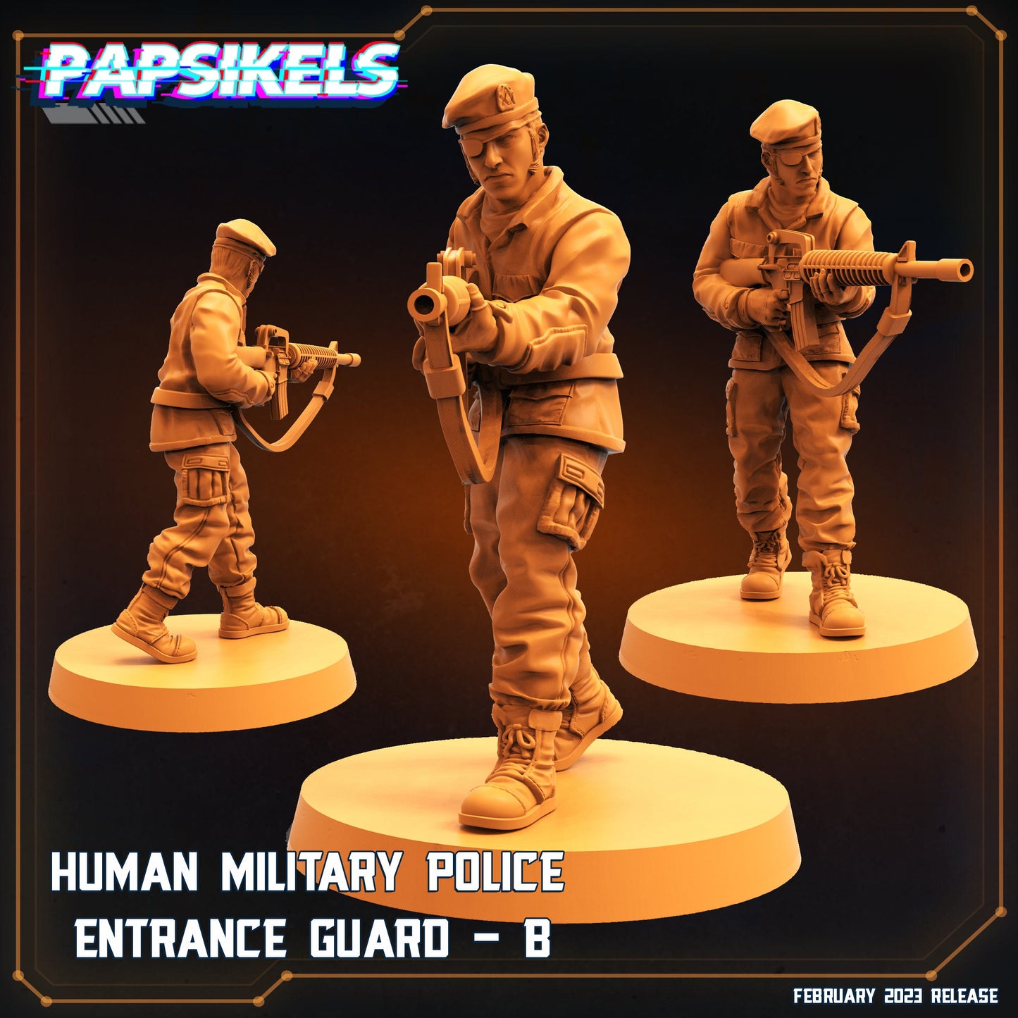 5pc Military Police Entrance Guard - Resin 3D Print Miniature | RPG | Sci fi | Cyberpunk | Role Playing | DnD | Papsikel Star Entrance