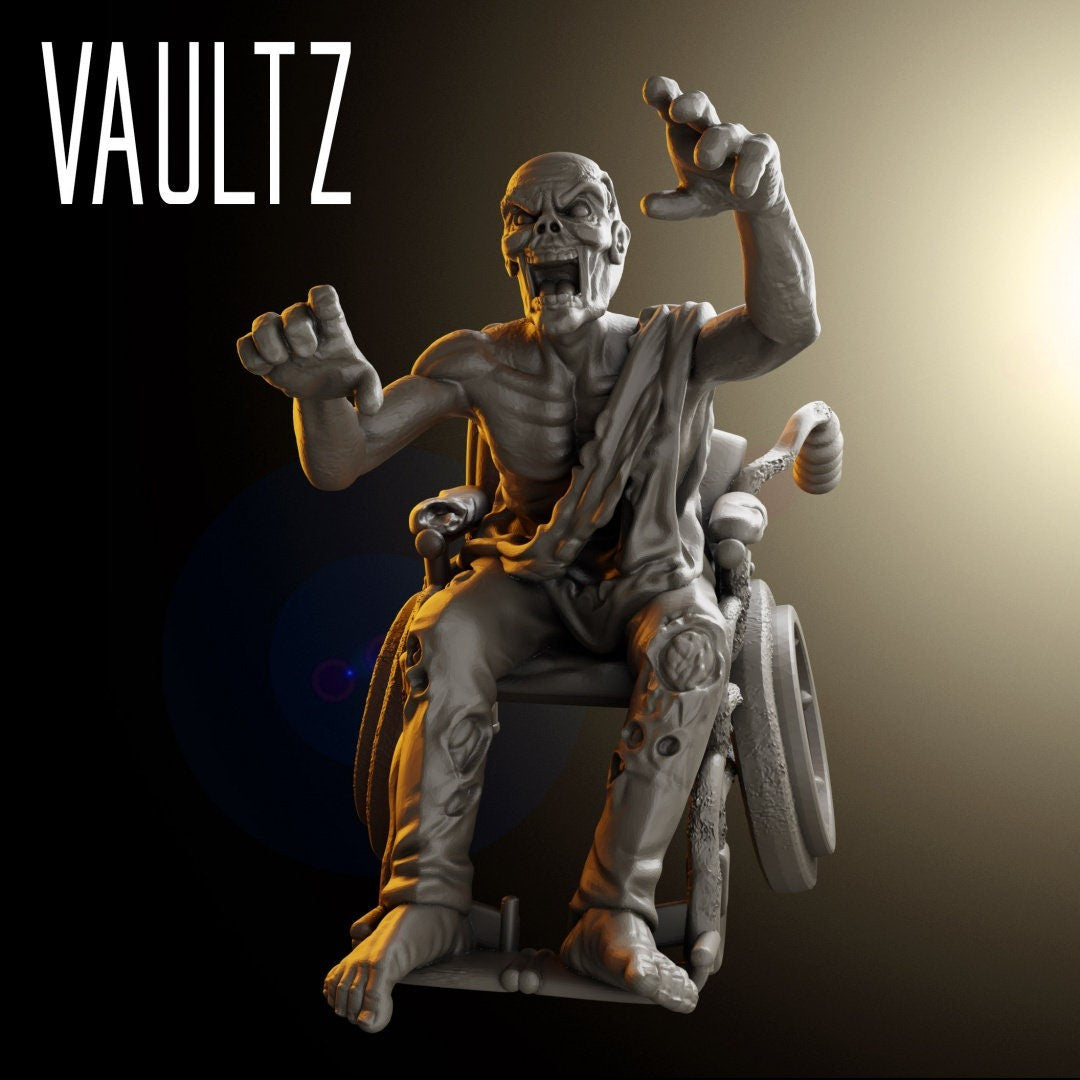 Zombie Wheelchair | 28mm - 100mm Scale Resin Mini | Zombicide | Vaultz