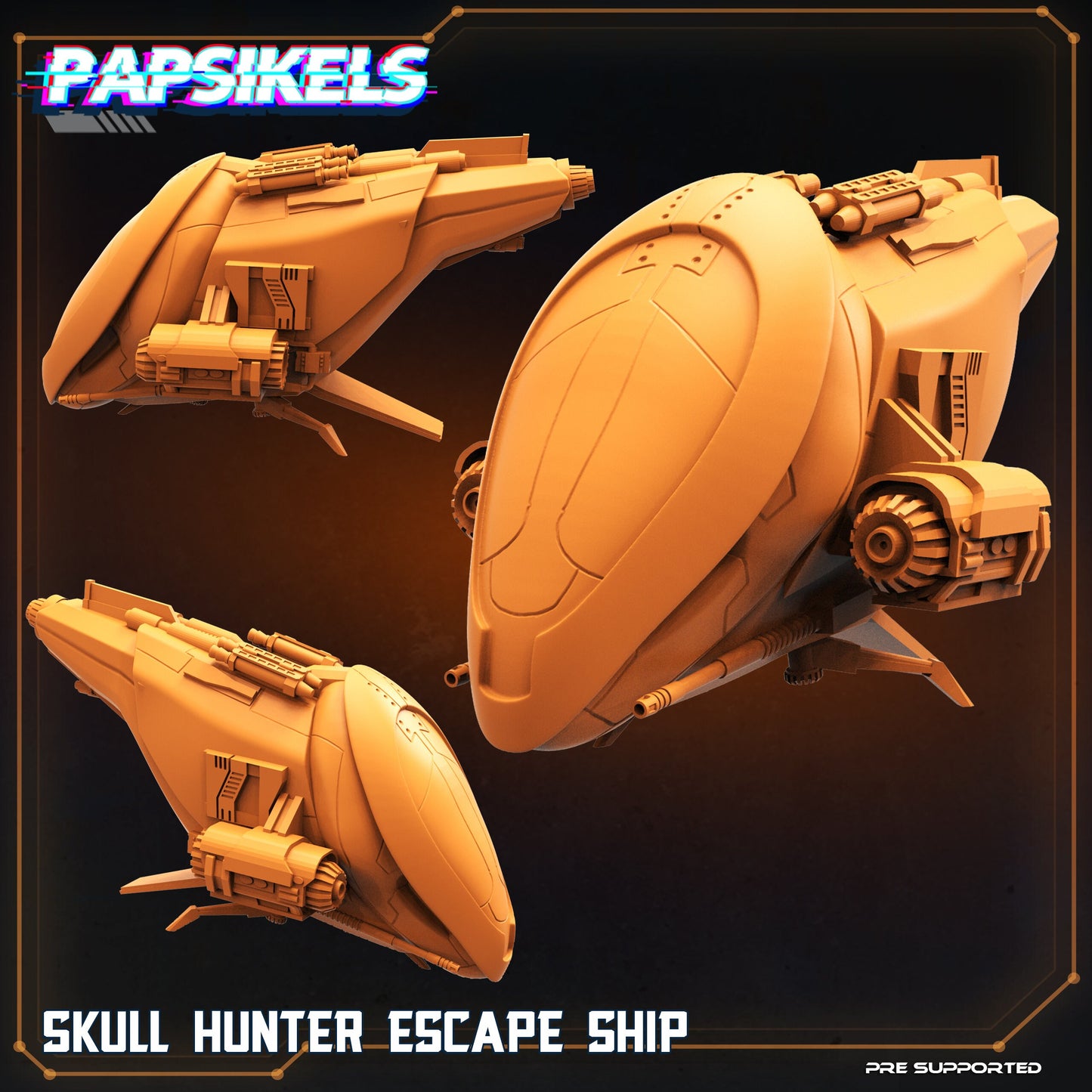 Skull Hunter Escape Ship - 32mm Scale Alien Miniature | RPG | Sci fi | Cyberpunk | Role Playing | DnD | Papsikel