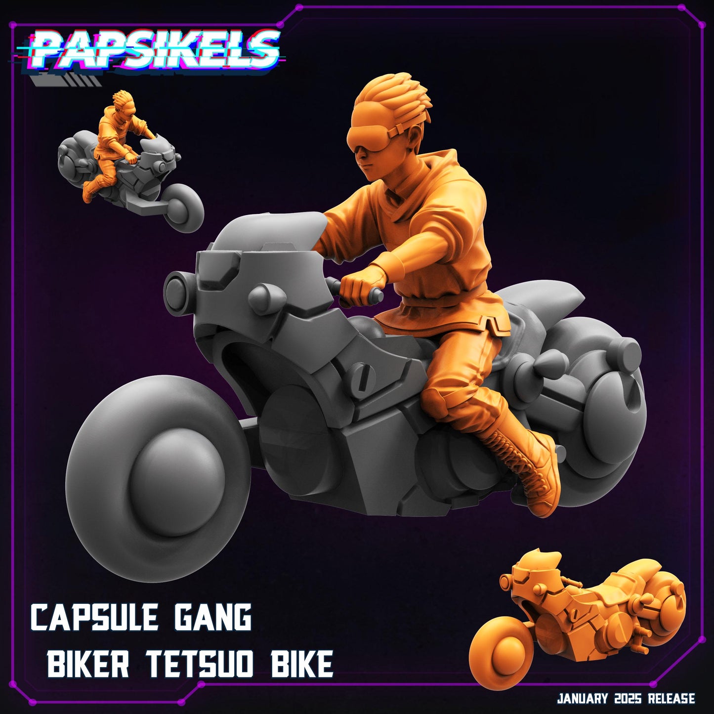 Capsule Gang Bikers - 28mm 32mm 40mm Scale Cyberpunk Miniature  |  Blade Runner | | Papsikels