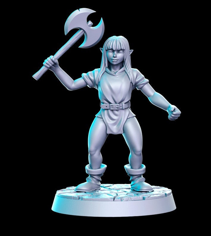 Heroine Quest Goblin Axe Female - 28mm 32mm Scale DnD Miniature | Dungeons and Dragons | RN Estudio
