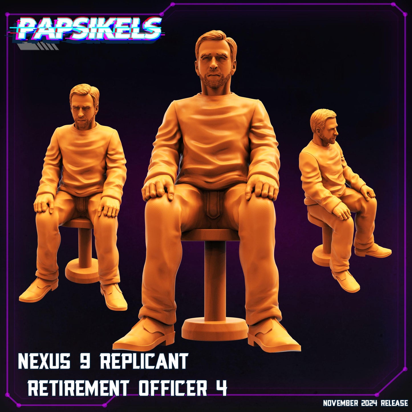 Replicant Retirement Officer 3-4 - 28mm 32mm 40mm Scale Cyberpunk Miniature  |  Blade Runner | | Papsikels