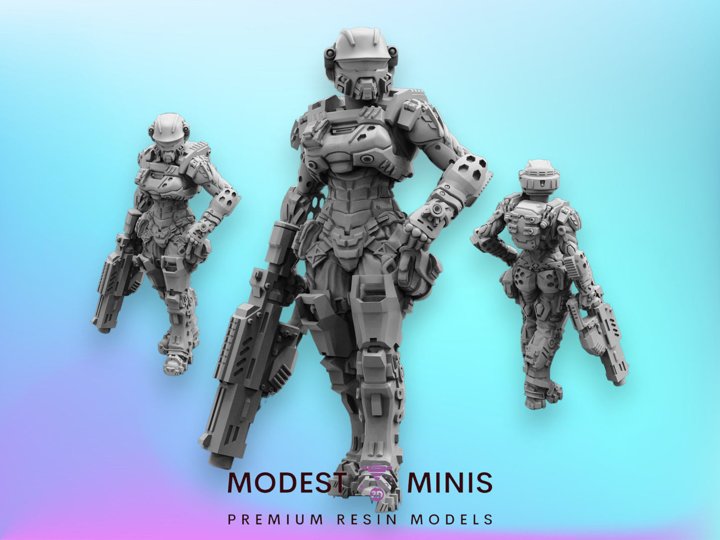 Space Military Heavy Infantry E - 32mm Scale Miniature | RPG | Sci fi | Cyberpunk | Role Playing | Papsikel