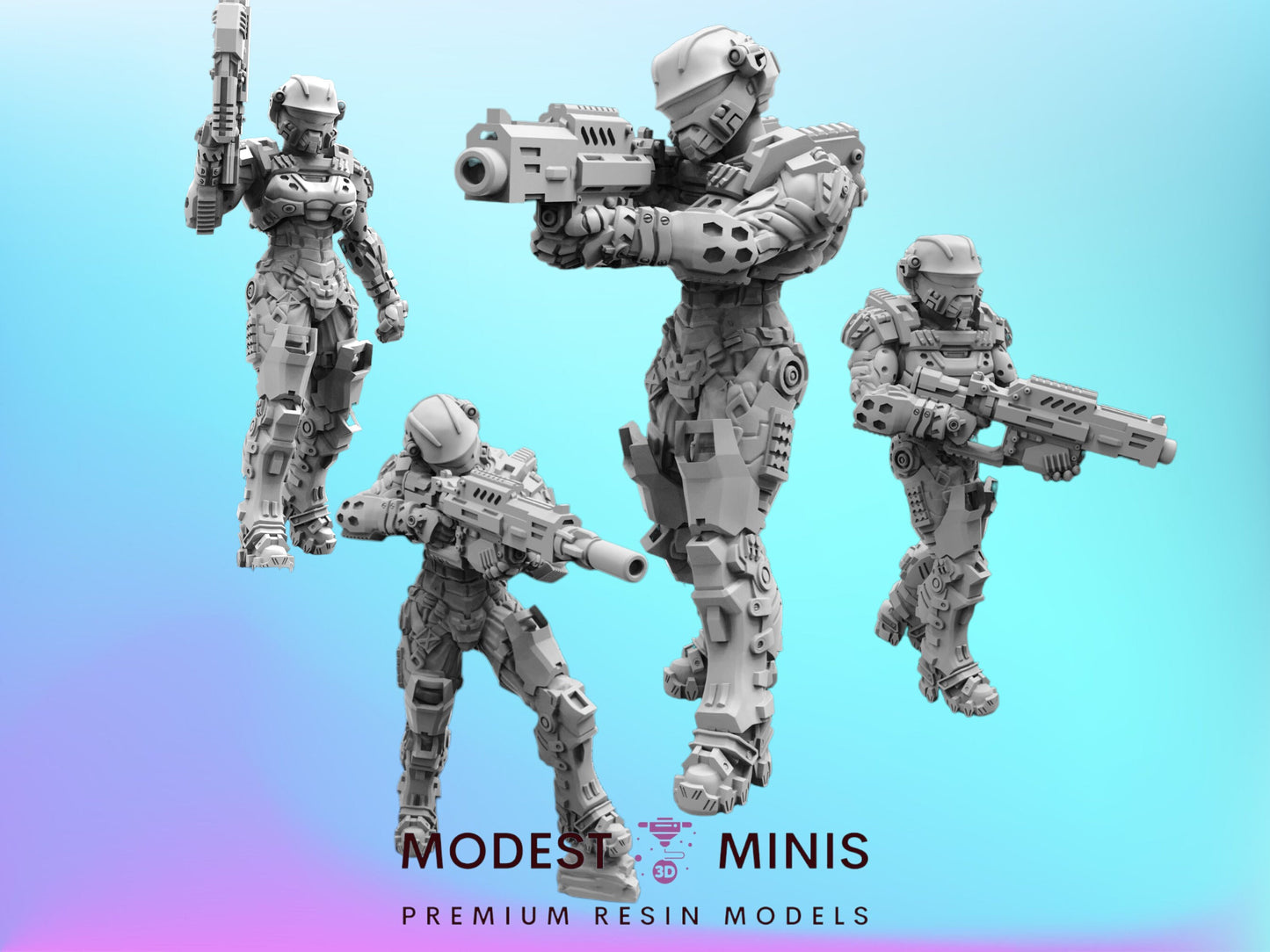 Space Military Heavy Infantry - 32mm Scale Miniature | RPG | Sci fi | Cyberpunk | Role Playing | Papsikel